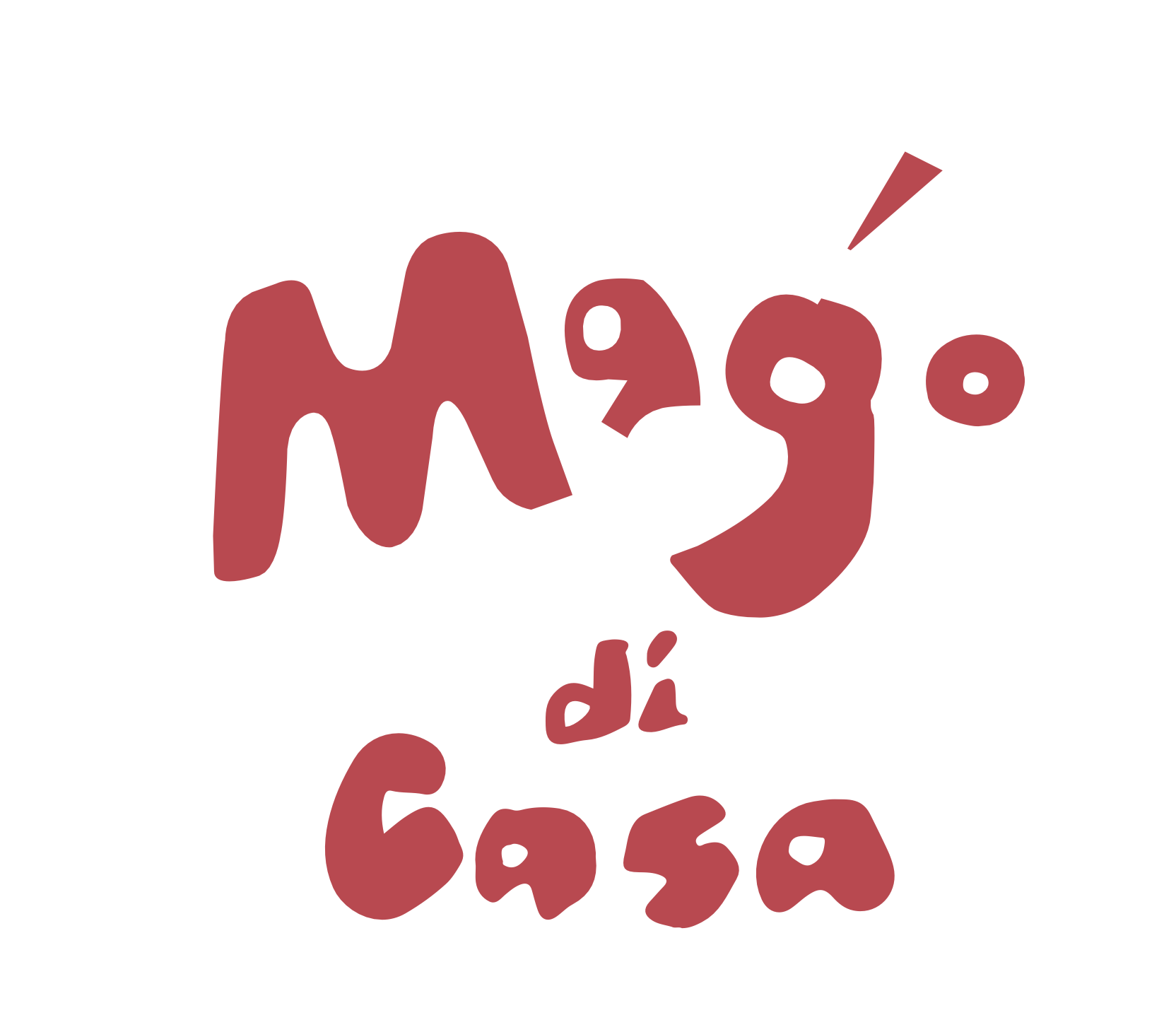 Primary Mago di Casa logo composition shown as a stacked wordmark in red